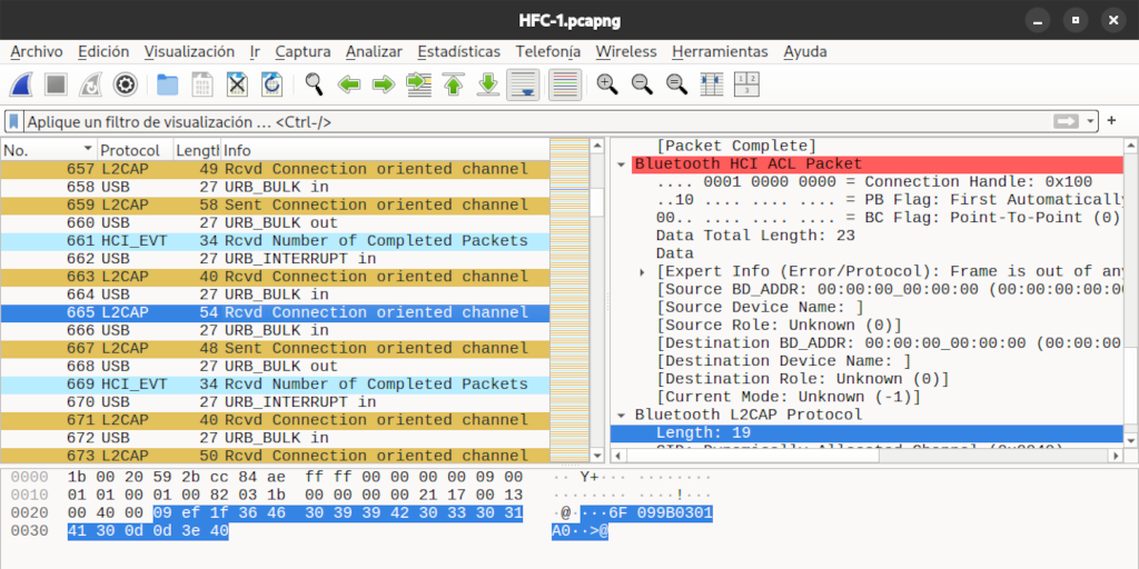 Forscan and Wireshark response for HFC
